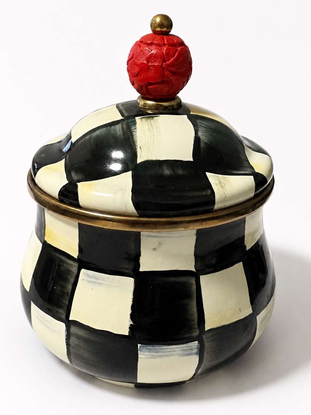 MacKenzie-Childs Courtly Check Lidded Sugar Bowl 10 Oz